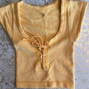Urban Outfitters Mustard Lace-Up Crop Top